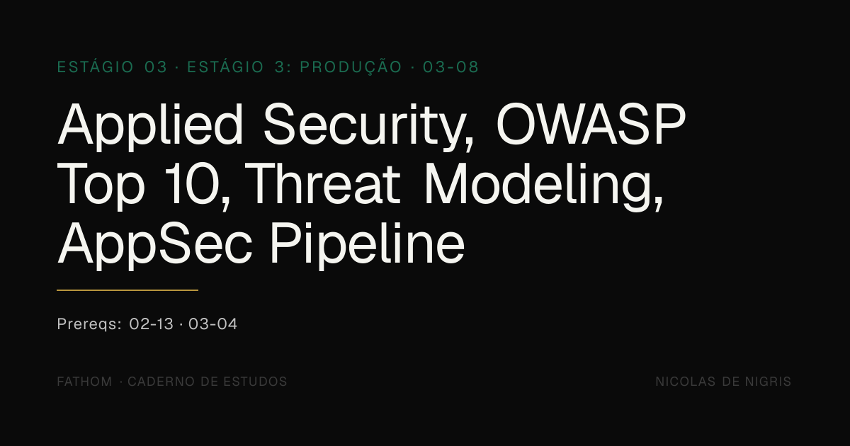 03-08: Applied Security, OWASP Top 10, Threat Modeling, AppSec Pipeline ...
